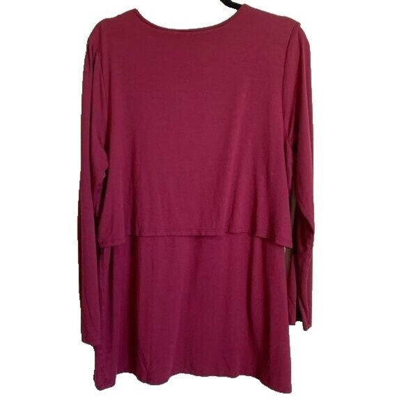 J.Jill Wearever Womens Layered Back Tunic Top Size Large Red Rayon Blend Jersey - Picture 8 of 9